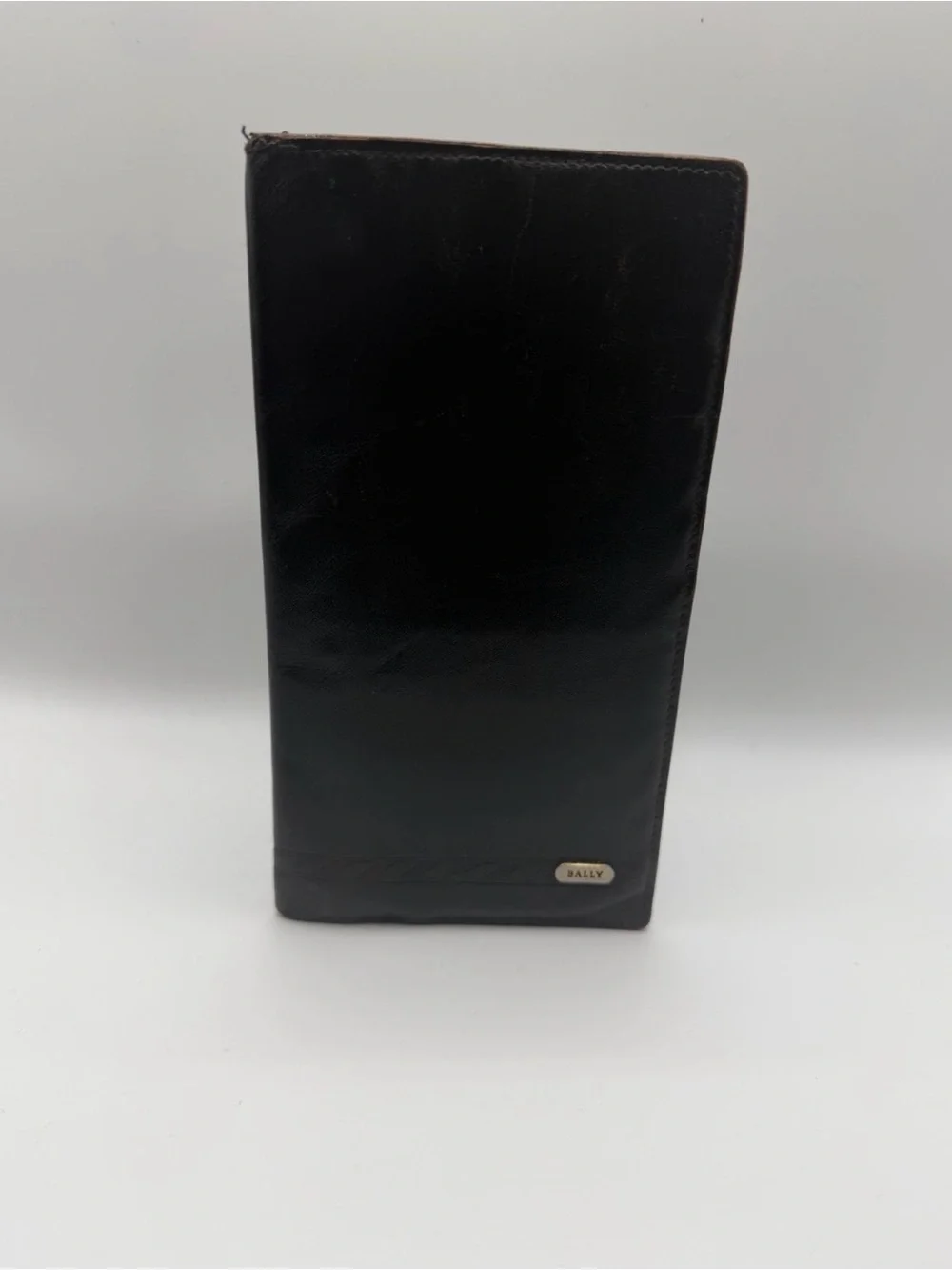 Bally Brown Leather Bifold Long Wallet Checkbook Holder Made in Italy